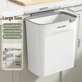 Large wall-mounted kitchen trash can in white and grey plastic with lid and accessories - Large (26*16.2*27.6cm) / Large White Wall Mounted Trash Can