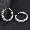 Silver stainless steel hoop earrings with tiny clear cubic zirconia stones - Steel Color 3.0*8mm Single Piece