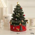 Miniature resin Christmas tree figurine with gold bells and red base for desk decor - Christmas Tree Music Box Type B
