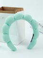 Braided mint green plush sponge headband with matching wristbands for skincare - Grass Green