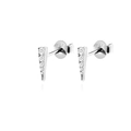 Minimalist S925 sterling silver triangle earrings with four graduated white zircons - Silver Inverted Triangle Zirconia Studs