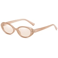 Retro oval sunglasses with champagne frame and light brown lenses for women - Milk Coffee Light Tea Lens