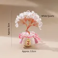 Clear quartz money tree figurine with copper wire and pink tassel decoration, height 8cm - Clear Quartz (Small Fish Tank)