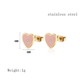 Rosa Herz-Ohrstecker aus Edelstahl mit goldenem Rand und Sterndetail 8MM - Gold Paar