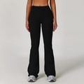High-waisted black flared yoga pants with tummy control for fitness and running - S / Premium Black