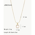14K gold plated stainless steel necklace with square white shell pendant model JDN20644 - White Square Mother of Pearl Style (JDN20644)