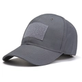 Detail of dark grey tactical camo cap featuring front Velcro patch and ripstop fabric - One Size / Deep Grey (7#)