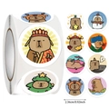 Capybara Cartoon Aufkleberrolle mit 10 süßen Motiven für DIY Bastelarbeiten und Deko - Jjt003 Capibala (10 Bilder 500 Blatt)