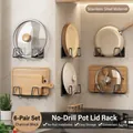 6 pairs of gun-grey stainless steel pot lid racks for wall-mounted kitchen storage - Stainless Steel / 6 Pairs / Charcoal Black
