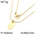 Goudkleurige ketting met vierkante hanger letter W en een gladde slangenketting - Gouden Letter W (KN293449-Z)