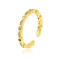 Golden open ring featuring colorful micro-pave zircons in pink green and yellow - Colorful Zirconia Style (J1068)