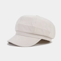 Detalle de gorra de vendedor de periódicos beige con paneles de tela con textura - M (56-58cm) / Blanco Roto