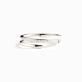 Macro shot of silver multi-layer spiral ring with sparkling micro-pave zirconia details - White Gold / US Size 7