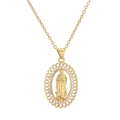 Dettaglio della collana con pendente della Vergine Maria placcata oro con micro zirconi - Rilievo della Vergine Maria (CN001834CX)