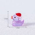 Miniature purple Christmas duck resin figurine with red hat for micro landscape 1.7cm - Light Purple