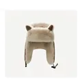 Cappello da aviatore invernale kaki con graziose orecchie di volpe e fodera in peluche - M (56-58cm) / Cachi
