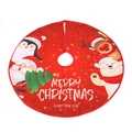 Tapis de sapin de Noël rouge avec imprimés Père Noël et rennes et texte Merry Christmas - Motif d'Animaux de Dessin Animé Rouge (01) / 120cm