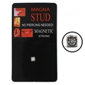 Silver 3mm magnetic stud earring with clear zircon, no piercing needed jewelry - White Square Zirconia
