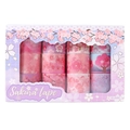 Pink sakura theme washi tape set including twelve rolls of floral patterns in a window box - Sakura 16 Rolls - Purple