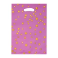 Bolsa de regalo de plástico violeta con estrellas amarillas y asa troquelada - Estrella Rosa (17*25CM)