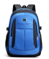 Functional large capacity blue and black sport backpack with multiple zipper compartments - 9008 Blue