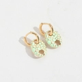 Elegant gold oval earrings featuring light green cracked texture pendants for women - Green (ES2620-7)