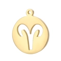Colgante dorado del signo Aries con diseño minimalista hueco sobre fondo blanco - Aries Dorado (KLJ4489-Z)
