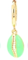 Golden drop earring featuring a green shell-shaped pendant with detailed gold accents - Green - Smooth Hoop