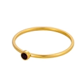 Minimalist 18K gold plated stainless steel ring with a round deep red zircon stone - US 5 / Dark Blue - 14K Gold Band