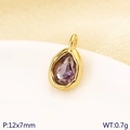 Golden teardrop stainless steel pendant with pear-shaped purple stone 12x7mm - Purple Style (KLJ10219-ZLA)
