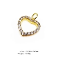 Gold heart charm with micro-paved zircons measuring 13.5x14.5x2mm for jewelry making - Style 6