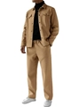 Ensemble deux pièces kaki pour homme avec veste à revers et pantalon droit - S / Kaki