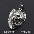 Silver Viking wolf head pendant in punk style, 62x36mm stainless steel jewelry for men - Wolf Head Style (KP130809-MI) / Pendant Only