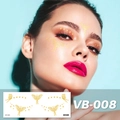 Temporary face tattoo VB-008 with gold butterfly and star patterns on model face - Butterfly and Stars (VB-008)