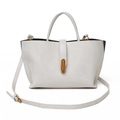 Borsa tote bianco panna con fibbia in metallo dorato e tracolla regolabile - Bianco Sporco