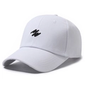 Classic white cotton baseball cap with black 3D embroidery for outdoor sports - Adjustable / White