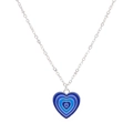 Minimalist silver chain necklace with gradient blue enamel heart pendant on white background - Silver Blue (Necklace)