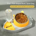 Distributeur d'eau 3 en 1 en forme de poisson avec gamelle en acier inoxydable - Gris Calme / Gris