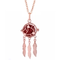 Collier diffuseur attrape-rêves en or rose avec boule rouge et plumes - Attrape-rêves Or Rose Balle Rouge (12)