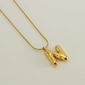 Golden bubble letter N pendant necklace with sleek snake chain for women - Letter N / Gold