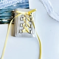 Silver balletcore tri-fold wallet with yellow satin ribbon and crystal bow charm - Yellow Ribbon Balletcore Wallet