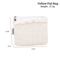 Pochette à fleurs marguerites avec bordure en dentelle blanche et fermeture éclair coeur - Pochette plate jaune