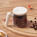 Electric automatic self-stirring glass coffee mug with khaki lid and 400ml scale - Khaki