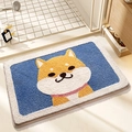 Tappetino da bagno blu assorbente con simpatico motivo a cane Shiba Inu cartone - 50*80cm / Akita