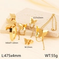 Golden butterfly jewelry set with necklace earrings ring and bracelet on fabric - Gold Double Butterfly Style (KS219947-LX) / One Size Ring