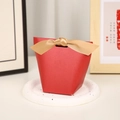 Elegante caja de regalo de papel rojo con lazo dorado para bodas y eventos - Rojo Pequeño (Superficie Lisa) / Especificación Pequeña