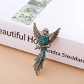 Exquisite parrot brooch with colorful rhinestones in vintage gold finish - Blue Rhinestone Hummingbird