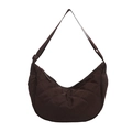Minimalist brown quilted crossbody dumpling bag with adjustable strap and diamond stitching - Brown
