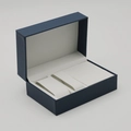 Double watch storage box in navy blue PU leather with white lining and soft pillows - Five-Piece Set / 166×108×73mm / Blue