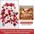 61-piece red and white Christmas ornament set for 270cm PVC garland decorations - Accessory Pack (Rattan Not Included) / Red & White